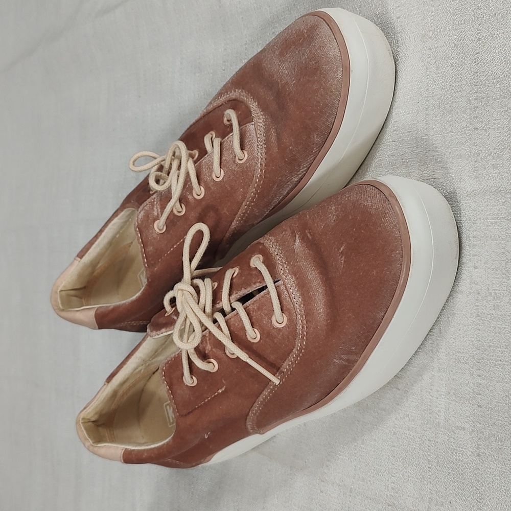 Keds Rise Velvet Rose Light Pink Round Chunky Platform Sneaker Women Size 9.5